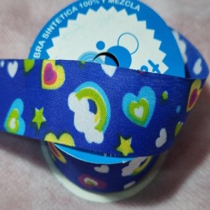Cinta corazones f/azul nro 5 x 10 mts
