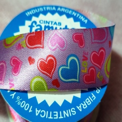 Cinta corazones f/fucsia x 10 mts