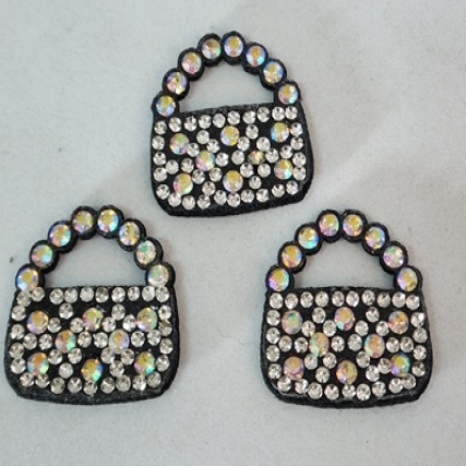 Aplique c/stras 2.5*3cm cartera x 10 uni