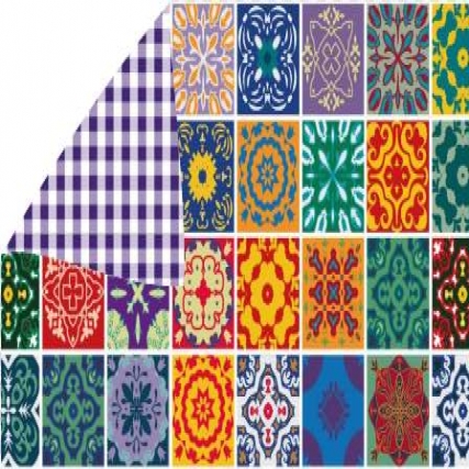 Tela mantel bifaz azulejos 1.40 x 50 mt