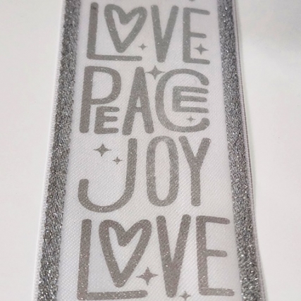 Cinta peace joy love plateada 50mm