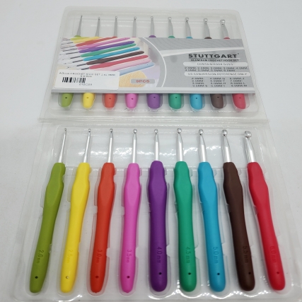Aguja crochet silic set 2 al 6mm x 9 pcs