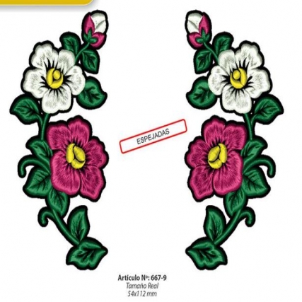 Aplicacion bord.guia flor bco/fucs x 4 u