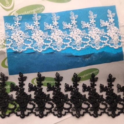 Puntilla tull bordado 8 cm x 15 yds