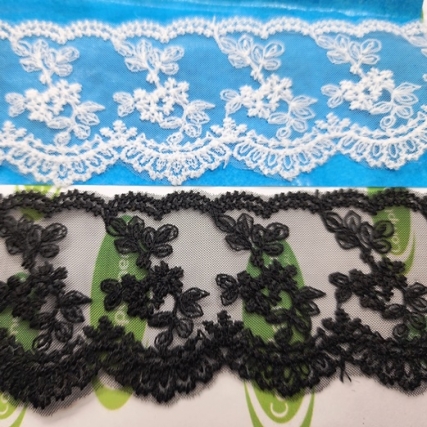 Puntilla tull bordado 5 cm x 15 yd
