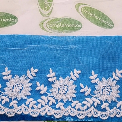 Puntilla tull bordado 8 cm x 15 yds