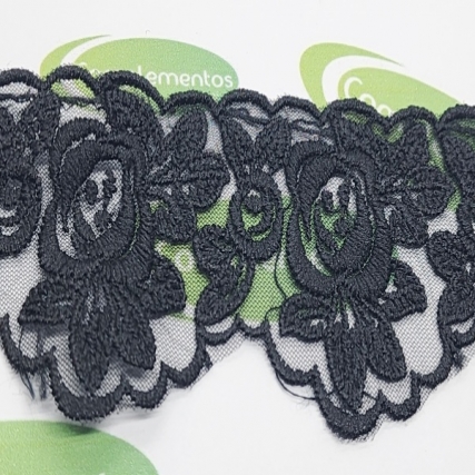 Puntilla tull bordado 4.5 cm x 15 yds
