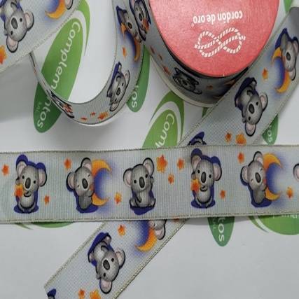 Cinta gros fantasia koalas x 10 mt