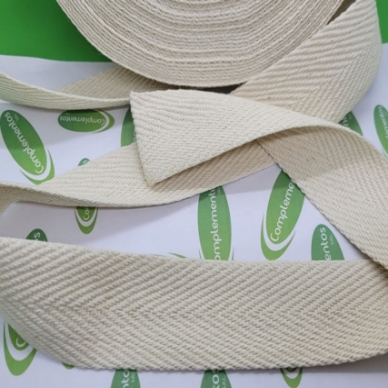 Cinta mochilera algod cruda 4cm x 10 mts