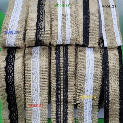 Galon arpillera c/puntilla 5 cm x 10 mts