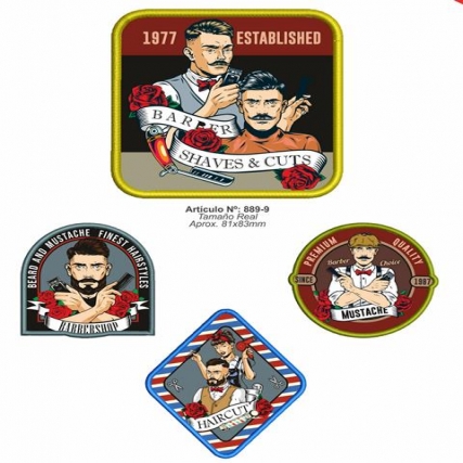 Aplicacion estampa logo barbero x 4 unid