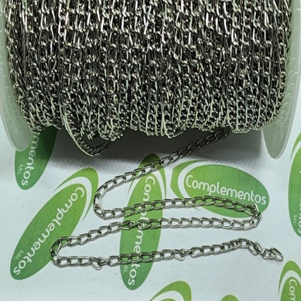 Cadena de aluminio niquel 3*4mm x 10 mts