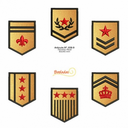 Aplicacion bordado escudo dorado x 6 un
