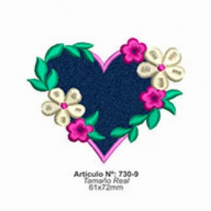 Aplicacion bord.corazon jeans c/flor x 4