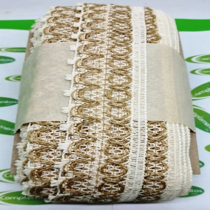 Puntilla algodon y yute 4 cm x 25 mts