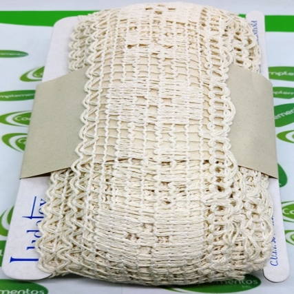 Puntilla algodon 6 cm crudo x 10 mt