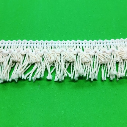 Fleco alg. pompon 25 mm crudo x 10 mts