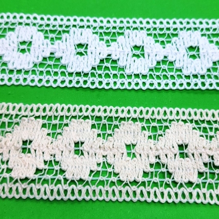 Entredos algodon 3.5cm blanco x 10mts