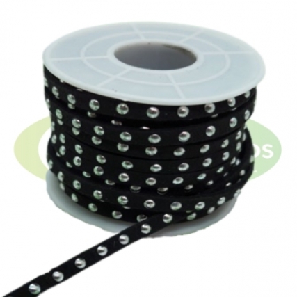 Galon gamuza 6mm c/tacha negro x 10 yd