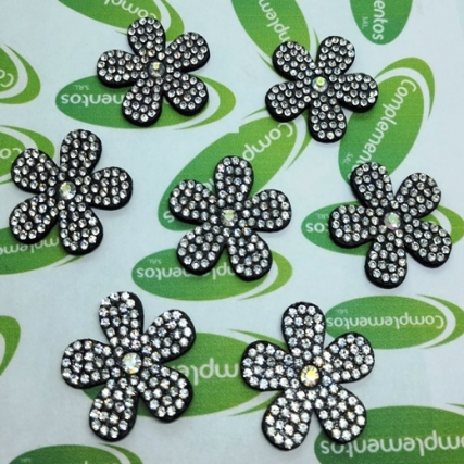 Aplicacion flor c/stras 3cm x 10 unid