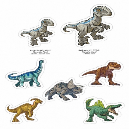 Aplic.estampada personajes jurasic x 6 u