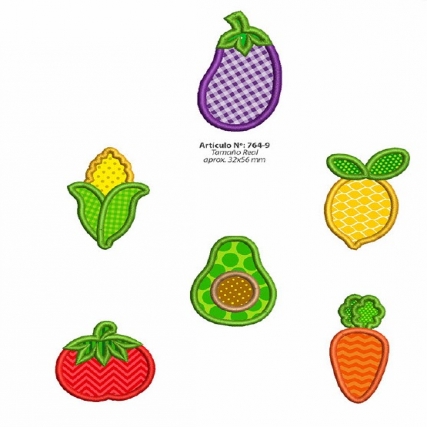 Aplicac.bordado frutas x 6 unid