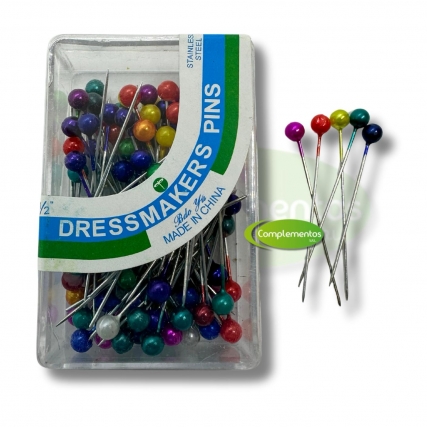 Alfiler cabeza color perl caj/100u x 10 
