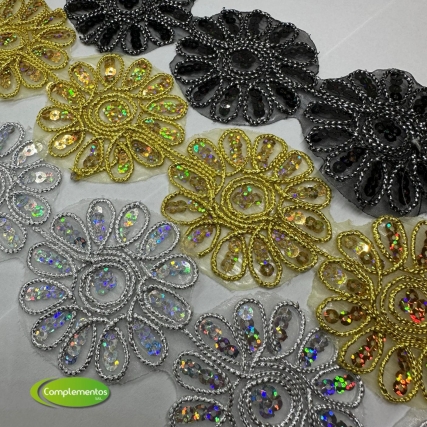 Galon flor lurex 6 cm x 10 yd