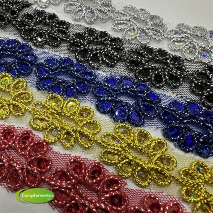 Galon flor lurex 3 cm x 20 yd