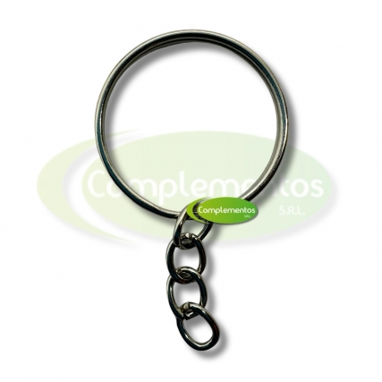 Argolla llavero 2.5cm 4 eslab x 100 unid