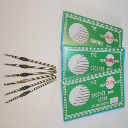 Aguja crochet metal en caja x 12 unid.