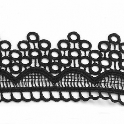 Guipure encaje 5 cm negro circulos x 15 