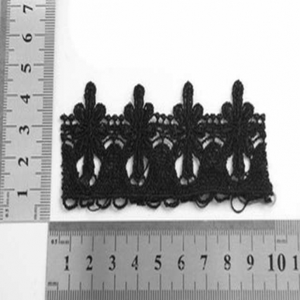 Guipure pol. negro 4.2 cm flor x 15 yd