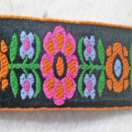 Galon bord 3cm negro c/ flor rosa x 11 y