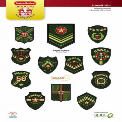 Aplicacion escudo militar x 6 un.surt.