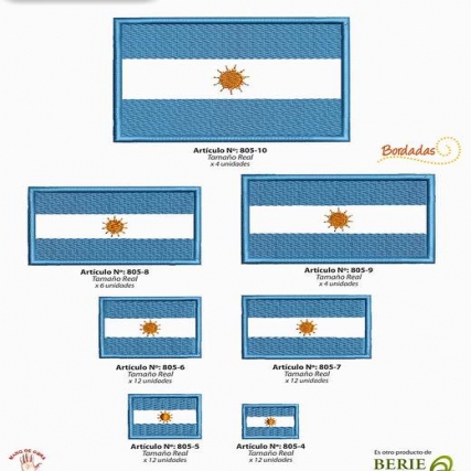 Aplic. bord. bandera argentina 9x6cm x 4