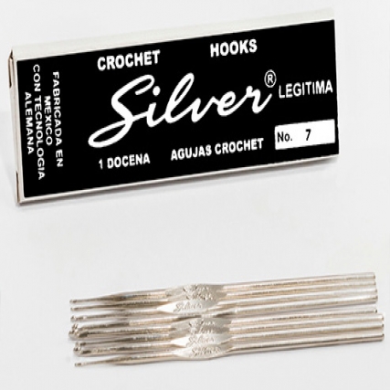 Aguja crochet silver caja x 12 unid 