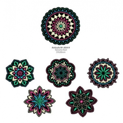 Aplicacion bord. mandalas x 6 unid