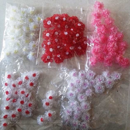 Flor organza  c/brillo x 25 unid