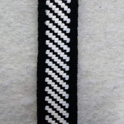 Galon bordado 12mm rayas negro/bco 10 yd