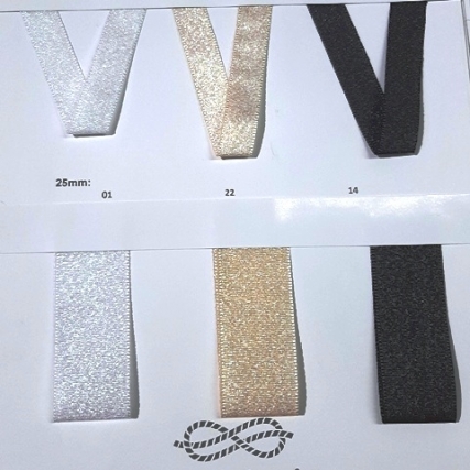 Cinta aries c/lurex 25 mm x 10 mts.