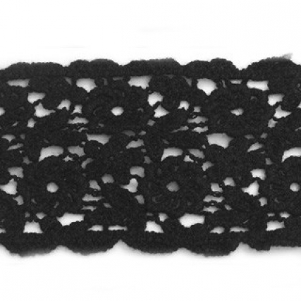 Guipure alg. 55mm negro dob/flor x 15 yd