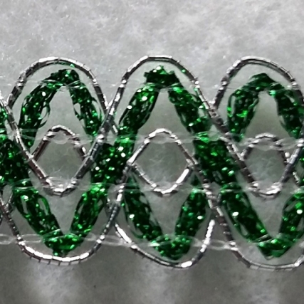 Galon lurex zig zag c/orillo plata x 20y