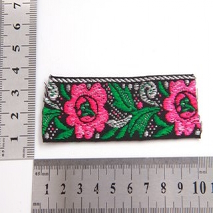 Galon bord 3 cm flor fuc/verde x 11 yd