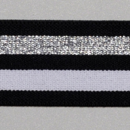 Elastico  negr0 comb. c/plata x 10 mts