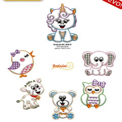 Aplicacion bord. animales del bosque x 6
