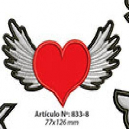 Aplicacion bordado corazon c/alas x 4 un