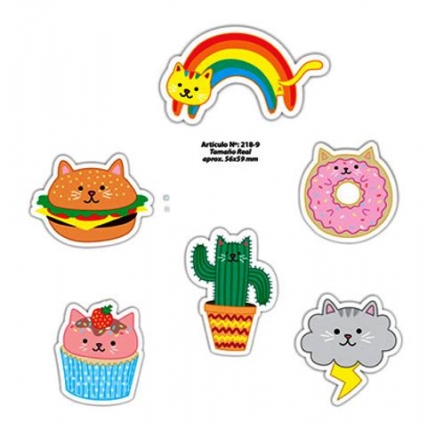 Aplicacion bordada gatitos vs formas x 6