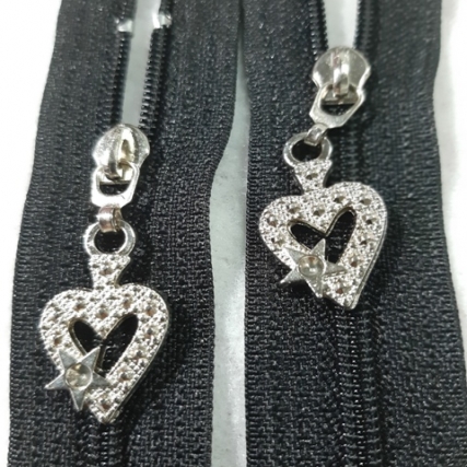 Cierre c/tiracierre corazon 16 cm negro 