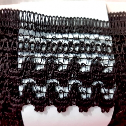 Puntilla de algodon 6 cm negro x 10 mts
